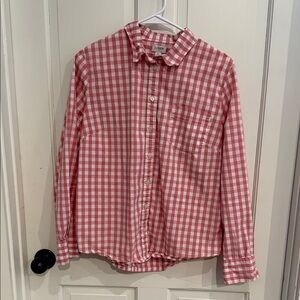 J. Crew Men's Red and White Plaid Shirt